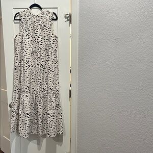 ASOS White Sleeveless Tiered Maxi Dress with Black Dot Print